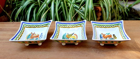 mexican ceramic snack dish folk art hand paited fiesta dish salsa bowl