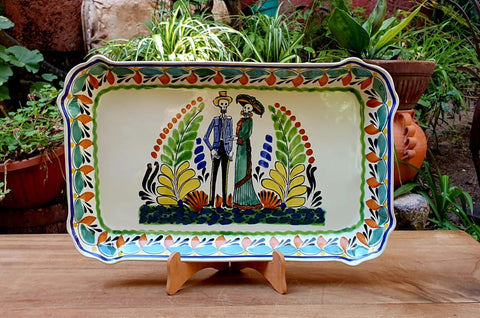 mexican platter wall decorative catrina motive folk art work shop gorky mexcian traditions dia de muertos