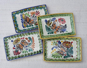 Butterfly Mini Rectangular Tray 3.9 X 5.5" Set of 4(Pieces) Multicolors