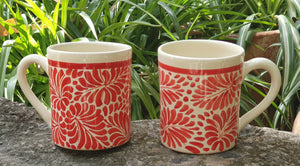 Global Crafts 10 oz. Mango Mexican Pottery Ceramic Flared Coffee Mugs  MC299MA-pair - The Home Depot