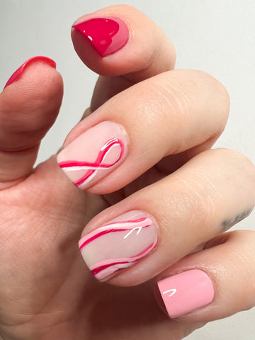 Cancer support ribbon nail design