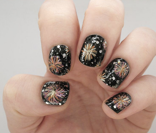 fireworks new year nails