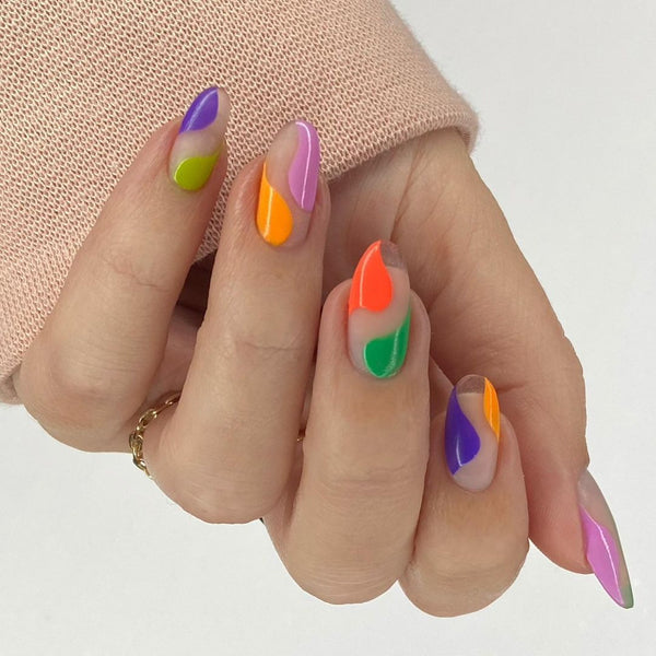 bright multi-color new year nails