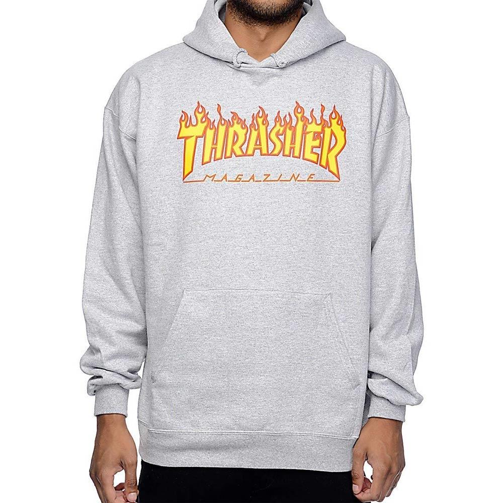 thrasher boys flame logo black hoodie