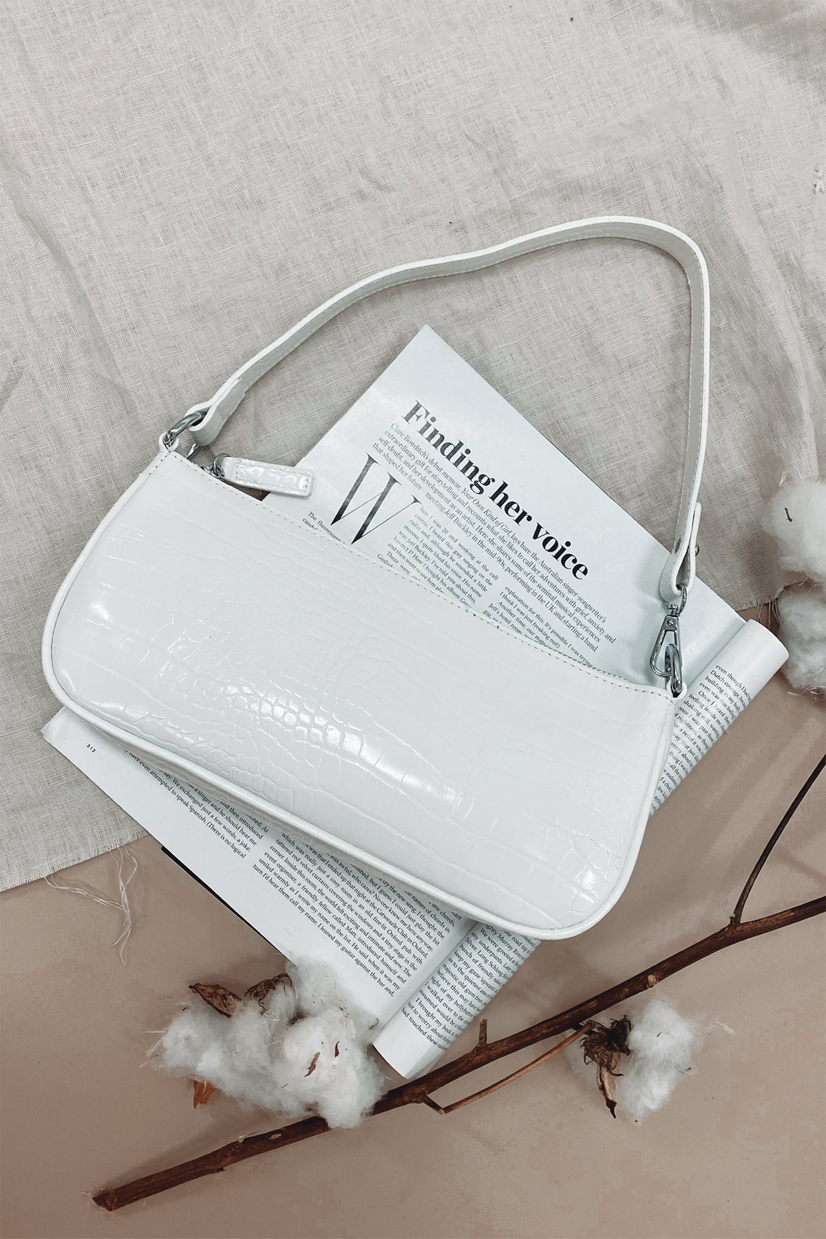 white croc bag