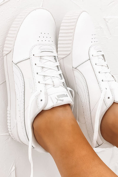 puma leather white shoes