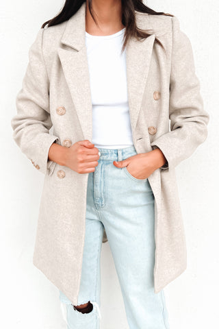 Arden Double Breasted Coat Tan - Jean Jail
