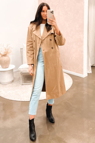 Arden Double Breasted Coat Tan - Jean Jail