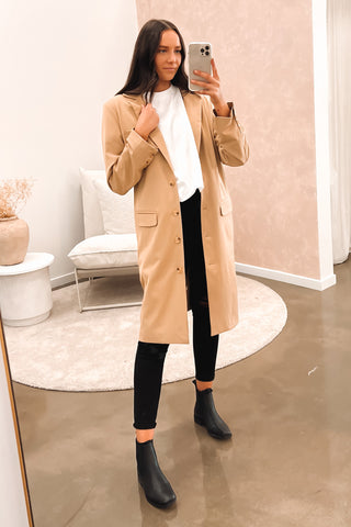 Arden Double Breasted Coat Tan - Jean Jail