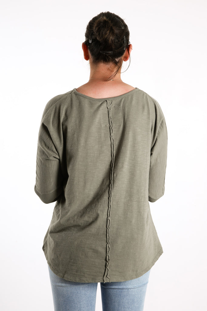 Sara Long Sleeve Top Khaki - Jean Jail