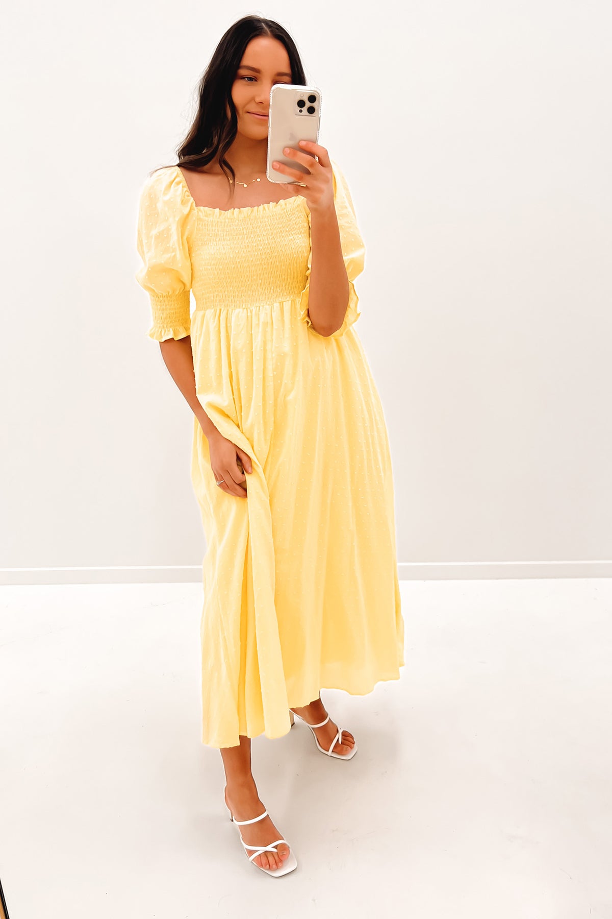 casual light yellow dress