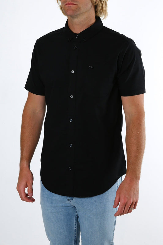 RVCA That'll Do Stretch Long Sleeve Button Up Shirt Black