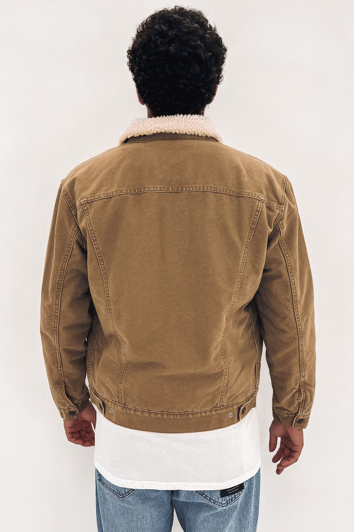 Sherpa Trucker Jacket Washed Cougar Canvas - Jean Jail