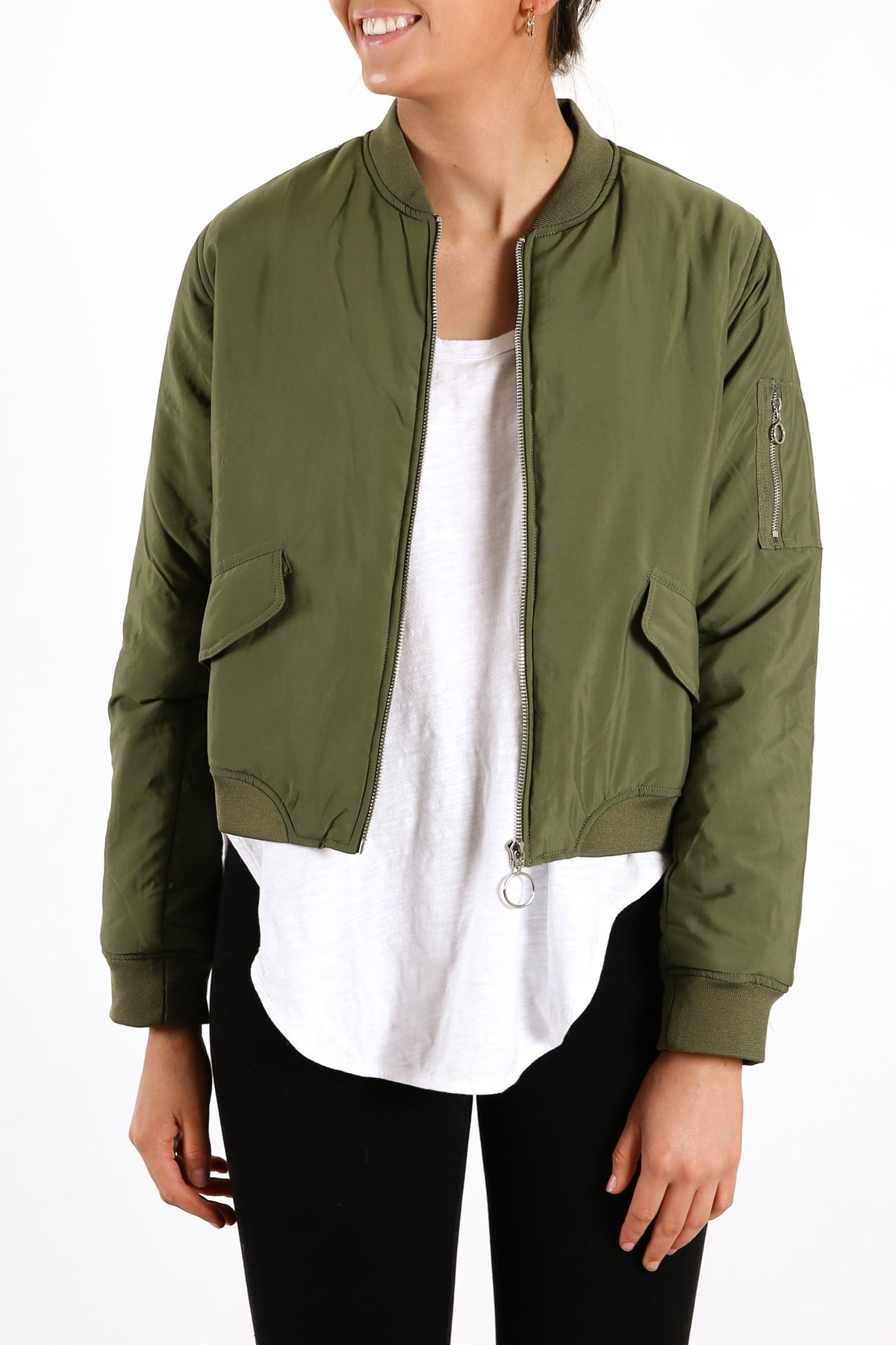 Zoe Bomber Jacket Khaki - Jean Jail