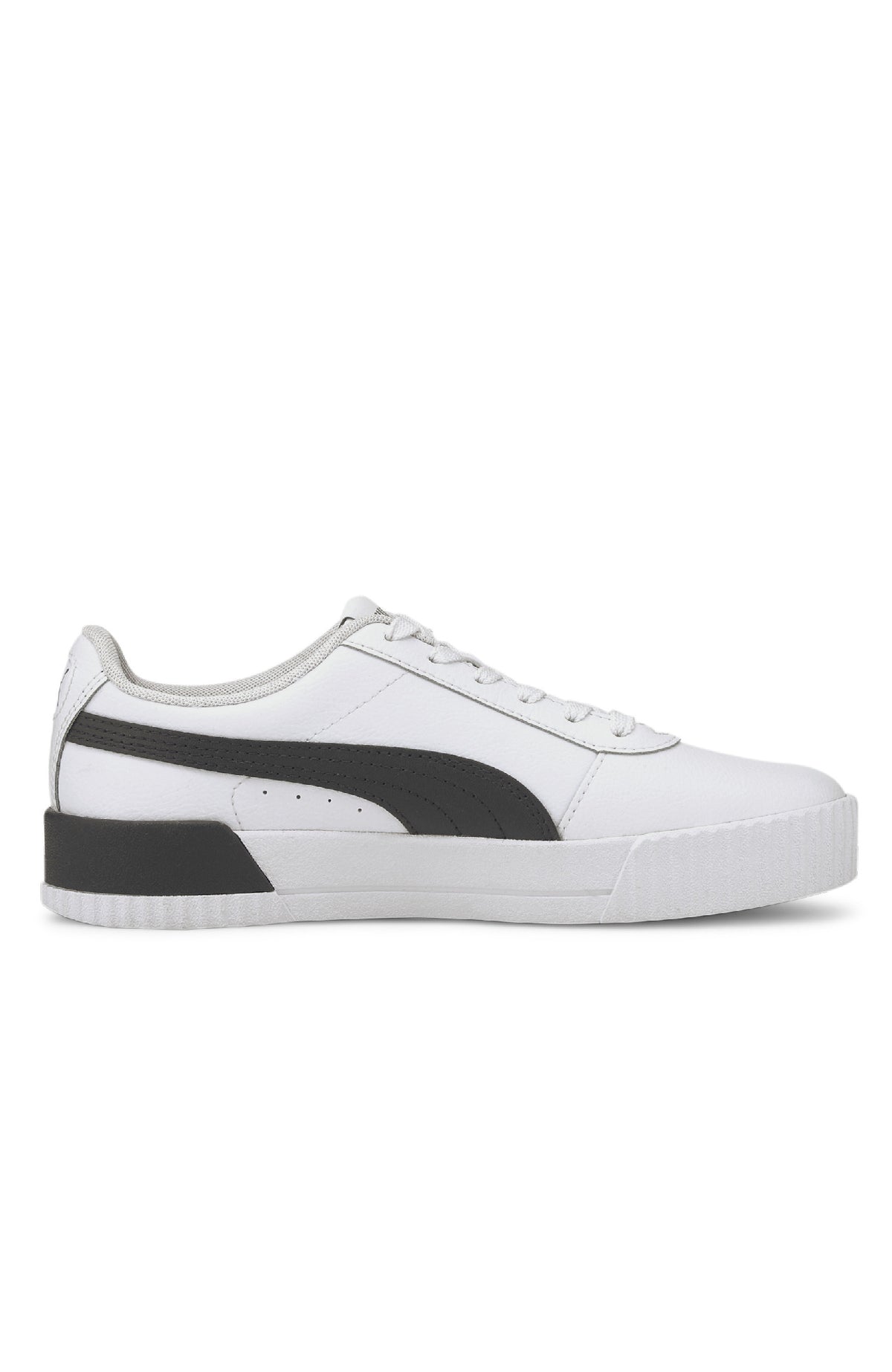 black and white leather pumas