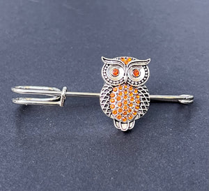 Amber Crystal Owl Pin - jmillerdesignsarttowear