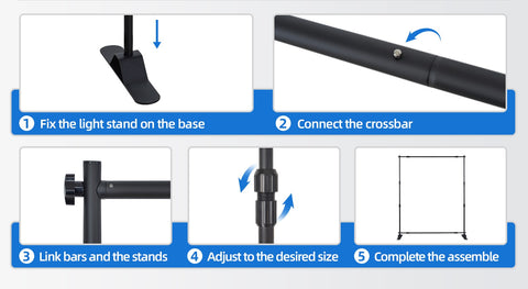 install method of adjustable backdrop stand