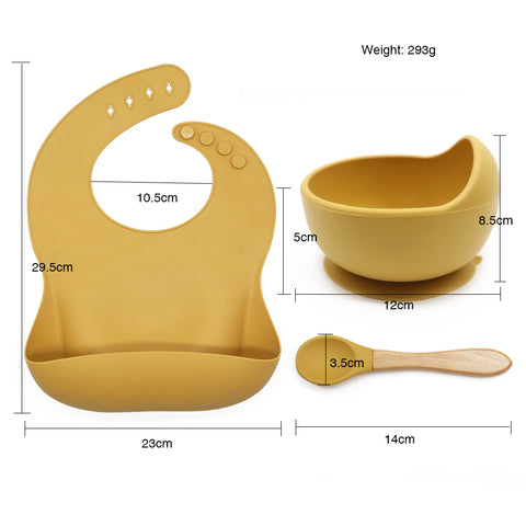 silicon bib bowl and spoon