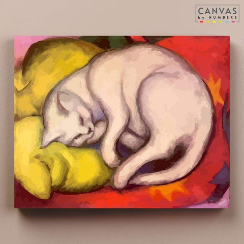 Obra "Gato en cojín amarillo" Franz Marc