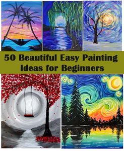 50 Simple Painting Ideas for Kids, Easy Acrylic Painting on Canvas,  Easy Landscape Painting Ideas for Beginners, Easy Landscape Painting Ideas, Easy Abstract Wall Art Paintings
