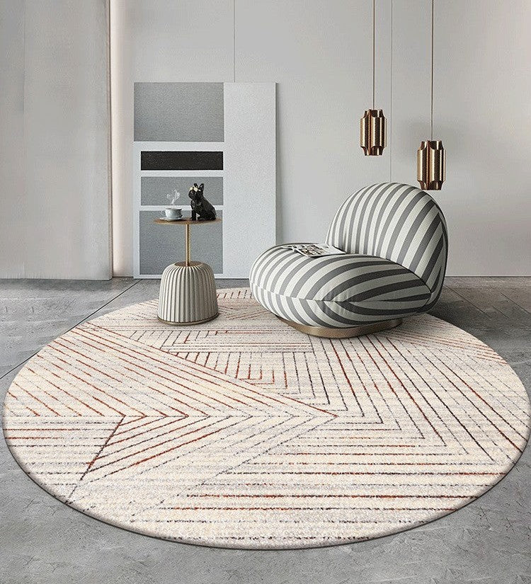 Geometric Round Contemporary Floor Carpets, Circular Modern Rugs under Coffee Table, Modern Rugs in Bedroom, Dining Room Modern Round Rugs