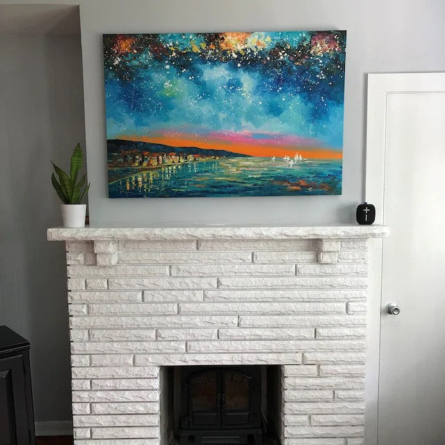 Landscape Canvas Paintings, Starry Night Sky Painting, Landscape Painting for Sale, Buy Paintings Online, Landscape Painting for Living Room, Original Painting on Canvas