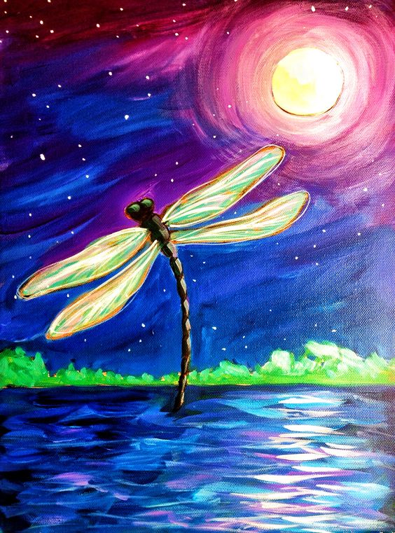 Easy Cute Painting Ideas for Kids, Easy Acrylic Art on Canvas, Small Easy Dragonfly Cartoon Painting Ideas, Beautiful Simple Painting Ideas for Beginners