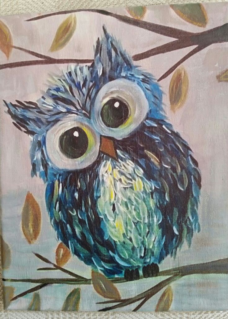 Small Easy Cartoon Painting Ideas, Beautiful Simple Painting Ideas for Beginners, Easy Owl Acrylic Art on Canvas, Easy Cute Painting Ideas for Kids