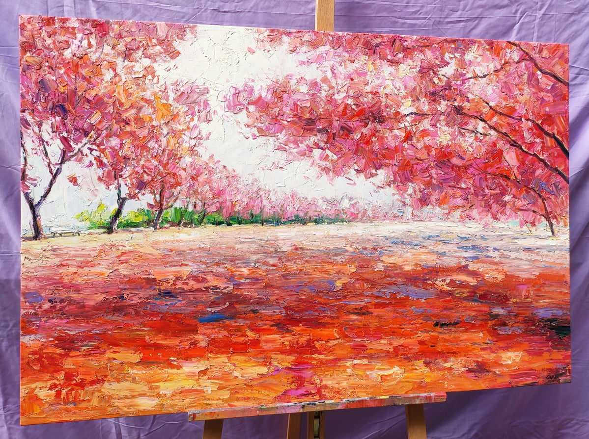 Original Landscape Paintings, Autumn Tree Paintings, Heavy Texture Artwork, Palette Knife Paintings, Buy Art Online