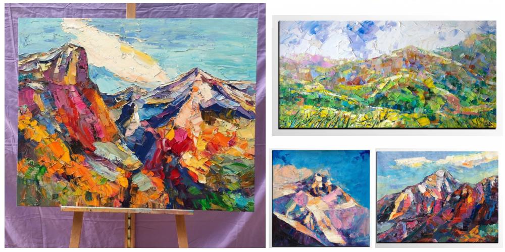 Mountain Paintings, Living Room Paintings, Landscape Paintings, Mountain Landscape Paintings, Abstract Mountain Paintings, Mountain Oil Painting on Canvas, Heavy Texture Paintings, Landscape Paintings for Living Room