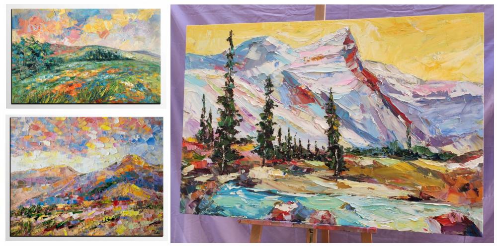 Paintings for Living Room, Mountain Landscape Paintings, Bedroom Wall Art Paintings, Original Landscape Paintings, Palette Knife Paintings, Oil Painting on Canvas, Acrylic Mountain Paintings