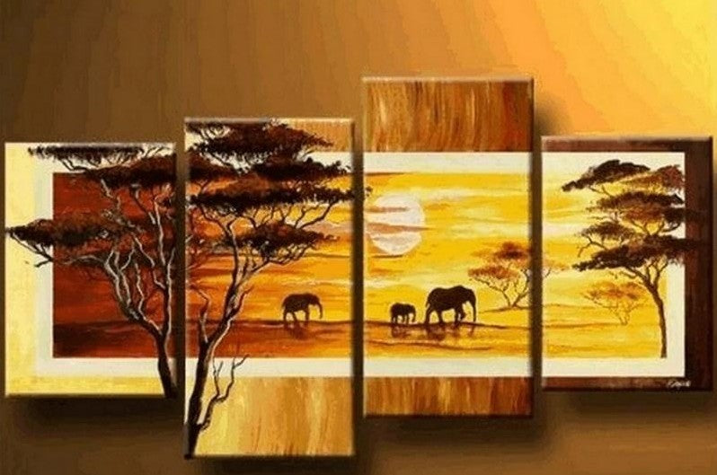 African Canvas Painting, African Animal Painting, Large Painting on Canvas, Wall Art Painting, Living Room Canvas Painting