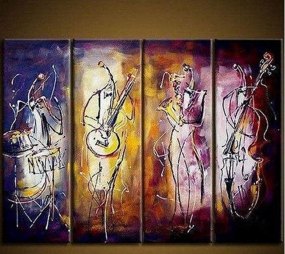 Music Player Painting, Large Painting on Canvas, Abstract Wall Art Painting, Acrylic Painting for Living Room