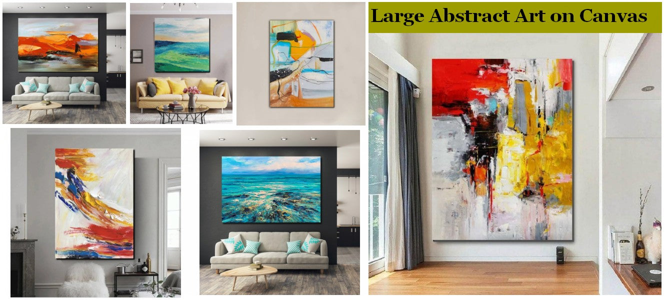 Living Room Abstract Paintings, Hand Painted Canvas Paintings