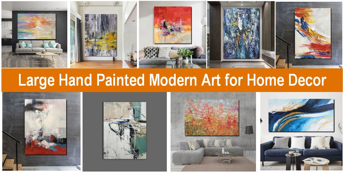 Large Abstract Paintings for Dining Room, Modern Living Room Wall Art Ideas, Simple Easy Acrylic Painting Ideas, Contemporary Canvas Wall Art Paintings