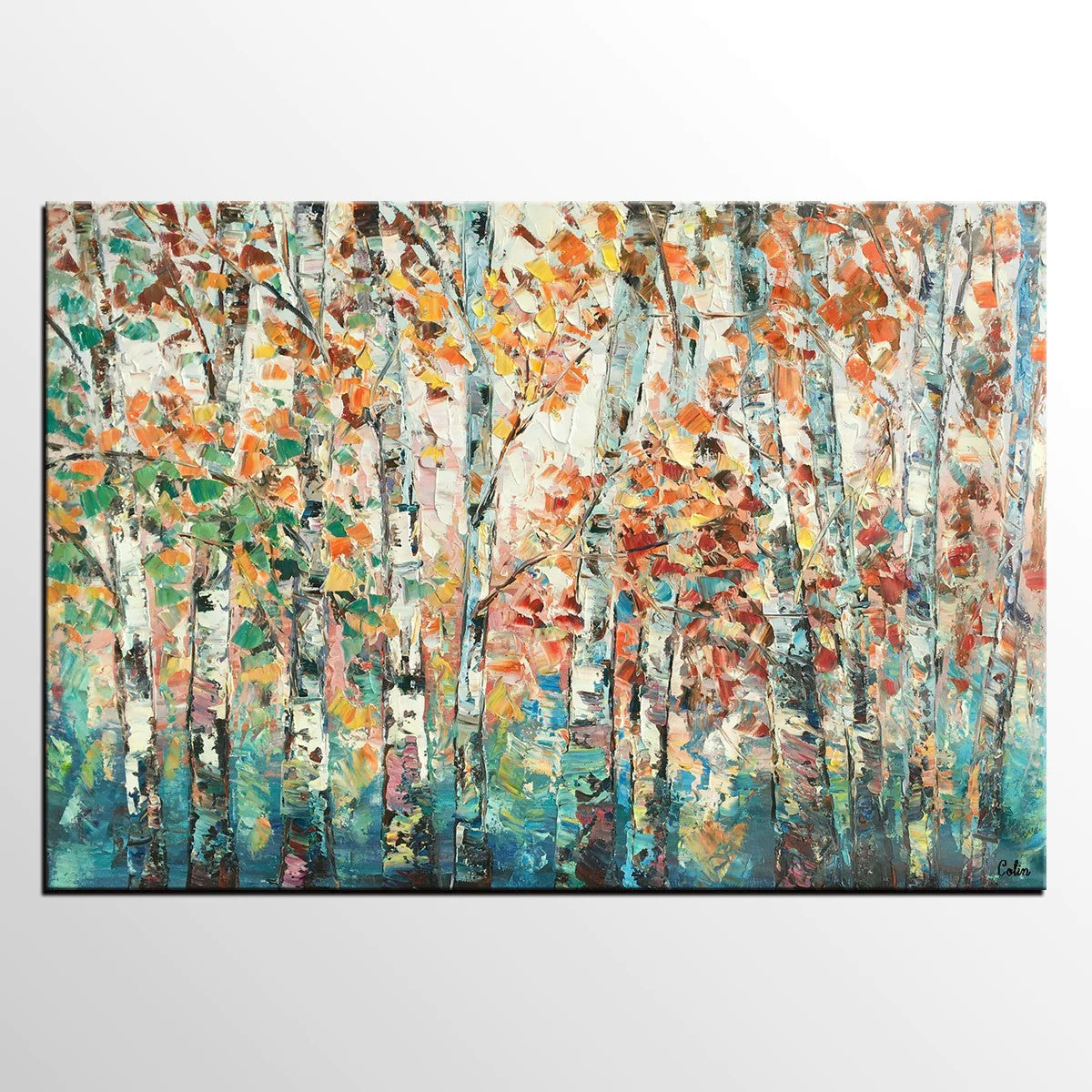 Landscape Oil Paintings, Autumn Tree Paintings, Custom Canvas Painting for Living Room, Landscape Painting on Canvas, Palette Knife Paintings