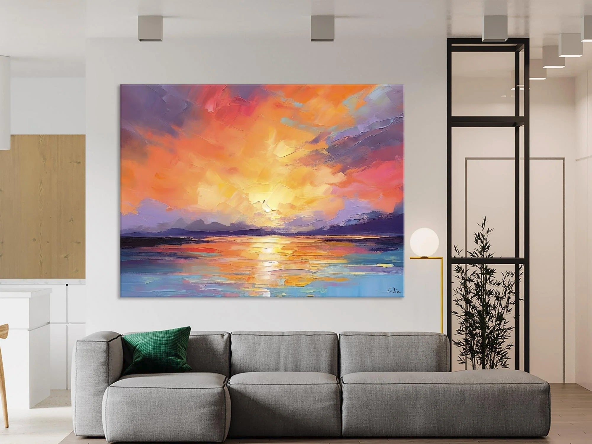 Modern Acrylic Artwork, Original Landscape Wall Art Paintings, Oversized Modern Canvas Paintings, Large Abstract Painting for Dining Room