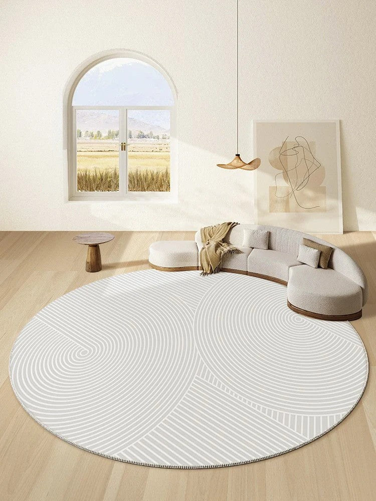 Abstract Contemporary Round Rugs for Dining Room, Geometric Modern Rug Ideas for Living Room, Soft Modern Rugs for Dining Room