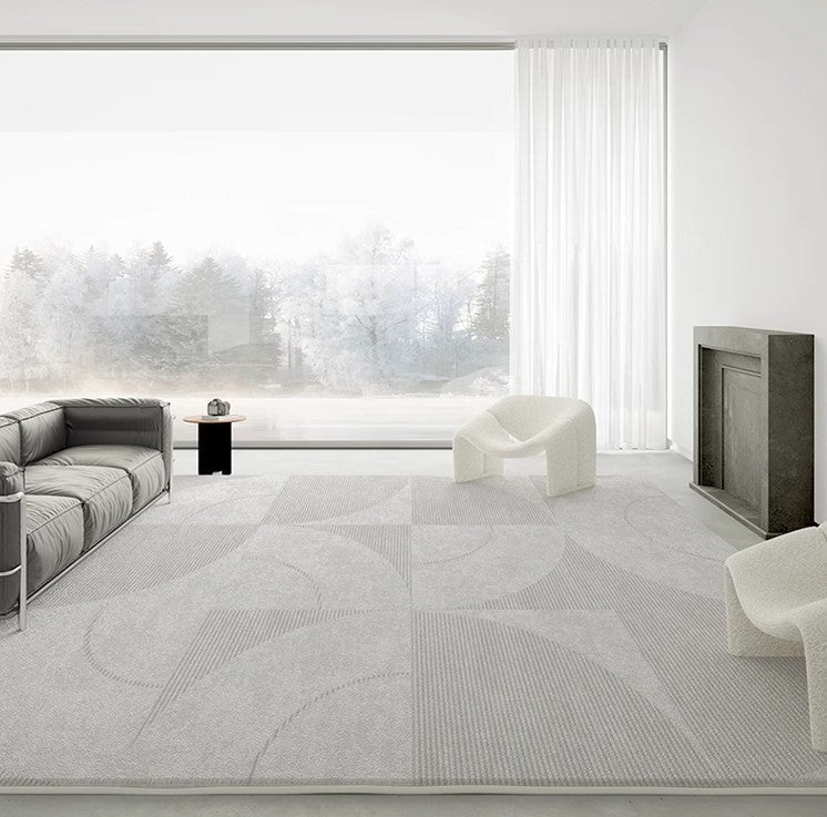 Abstract Contemporary Modern Rugs, Grey Modern Rugs for Living Room, Geometric Modern Rugs for Bedroom