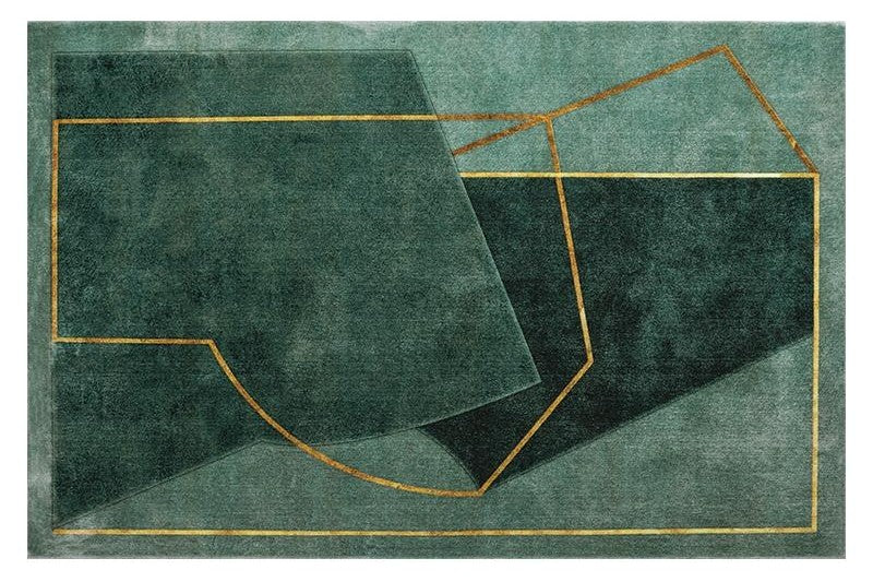 Modern Geometric Area Rug, Large Area Rugs for Dining Room, Blackish Green Rugs, Bedroom Floor Rugs, Large Contemporary Area Rug for Living Room