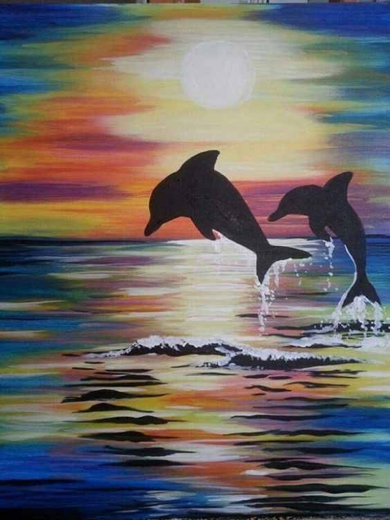 40 Easy Painting Ideas for Beginners, Simple Painting Ideas for Kids, Easy Acrylic Painting on Canvas, Easy Landscape Painting Ideas, Easy Dolphin Wall Art Paintings