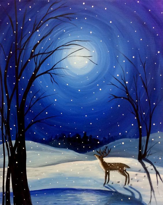 40 Easy Painting Ideas for Beginners, Simple Painting Ideas for Kids, Easy Acrylic Painting on Canvas, Easy Landscape Painting Ideas, Easy Winter Snow Wall Art Paintings