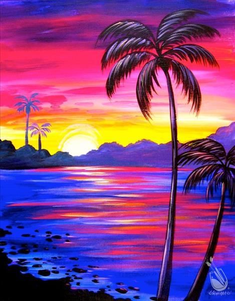 40 Easy Painting Ideas for Kids, Easy Acrylic Painting on Canvas, Easy Landscape Painting Ideas,  Simple Painting Ideas for Beginners, Easy Palm Tree Wall Art Paintings