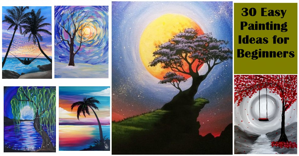 30 Easy Landscape Painting Ideas for Beginners -- Easy Tree