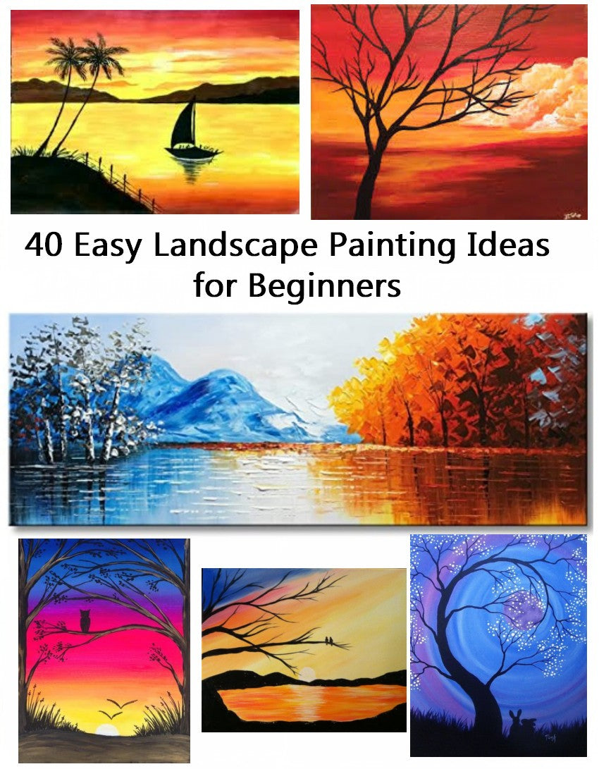 40 Easy Landscape Painting Ideas for Beginners, Easy Modern ...