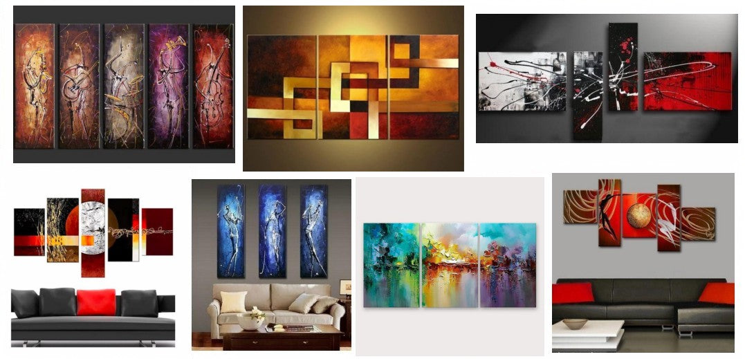 Red big canvas wall art, great abstract paintings L120 – LargeArtCanvas