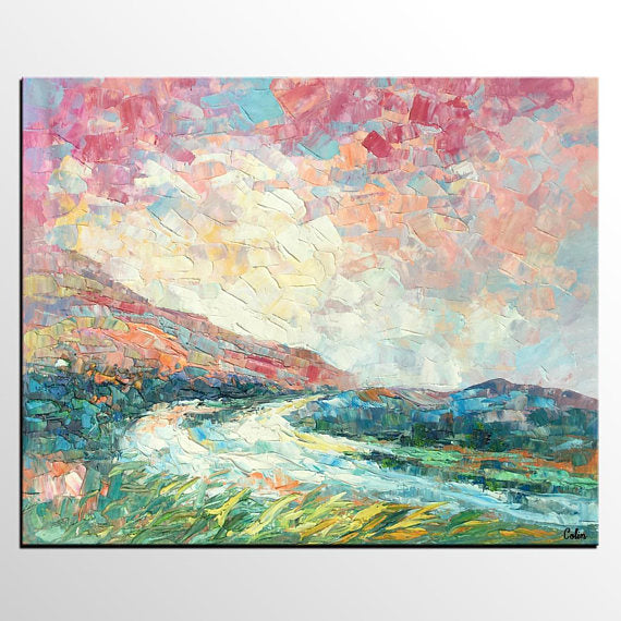 Abstract Mountain Painting, Original Art, Large Wall Art, Canvas Painting