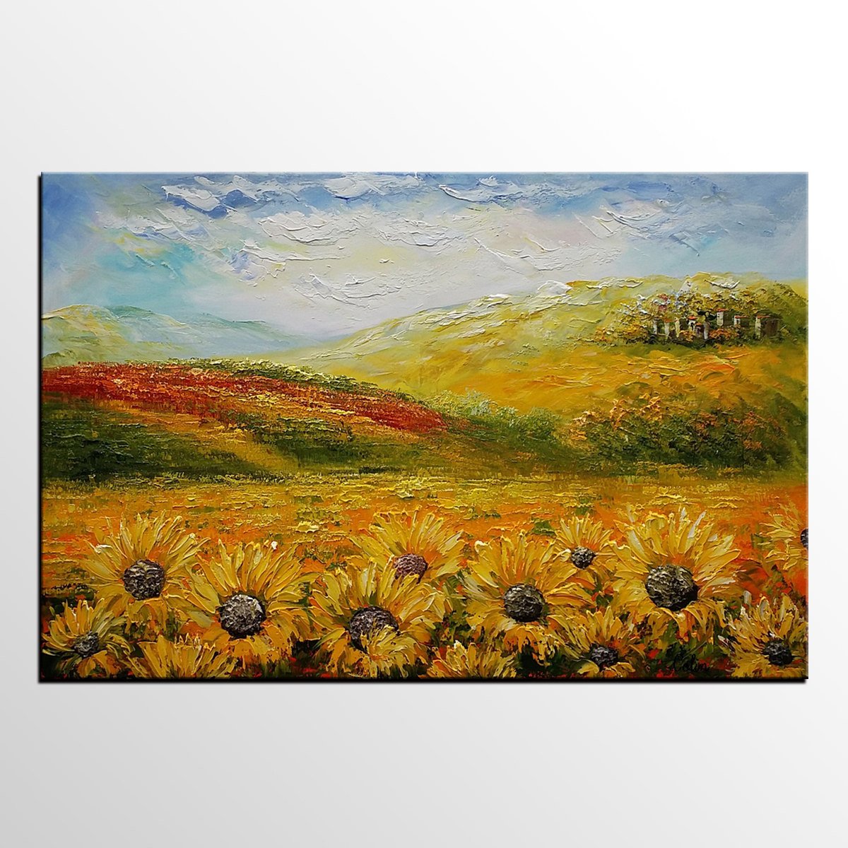 sunflower painting, oil painting on canvas