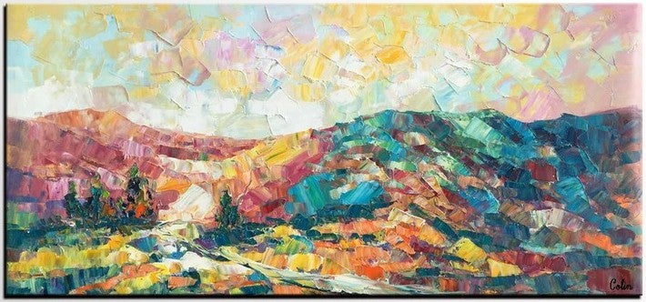 Mountain Paintings for Sale, Abstract Mountain Painting, Oil Painting on Canvas, Original Landscape Paintings, Large Painting for Sale