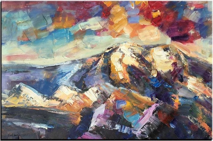 Oil Painting on Canvas, Mountain Paintings for Sale, Original Landscape Paintings, Abstract Mountain Painting, Large Painting for Sale